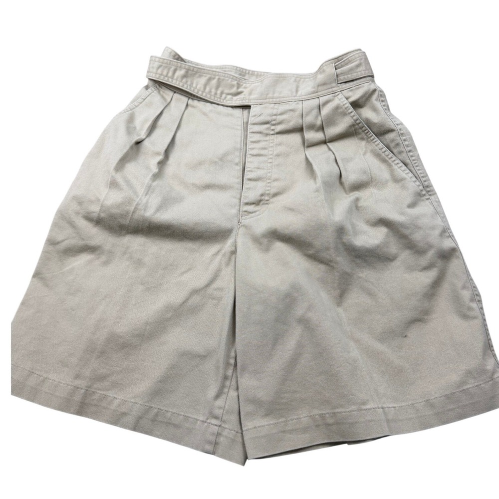 Liz Claiborne Vintage High Waist Pleated Khaki Shorts Pink Buttons Size‎ 6